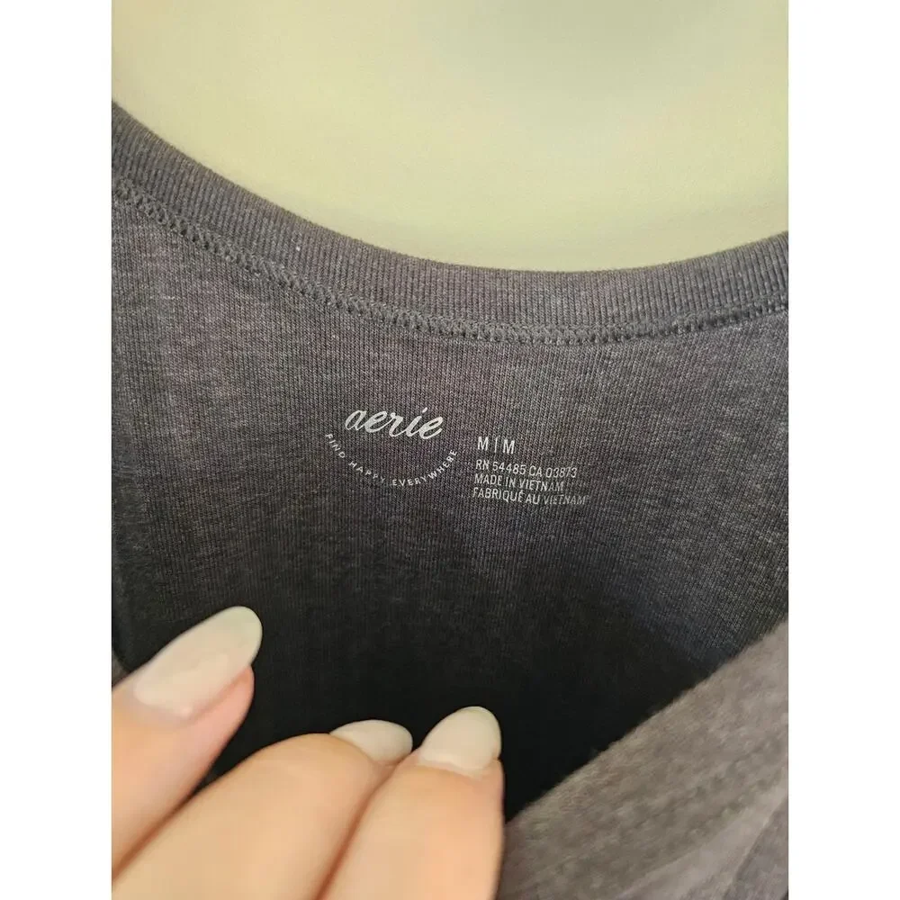 Aerie Charcoal Ribbed Scoop Neck Tank Top